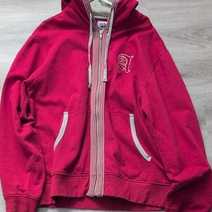 Akademiks Red And Gray Hoodie with Embroidered Initial